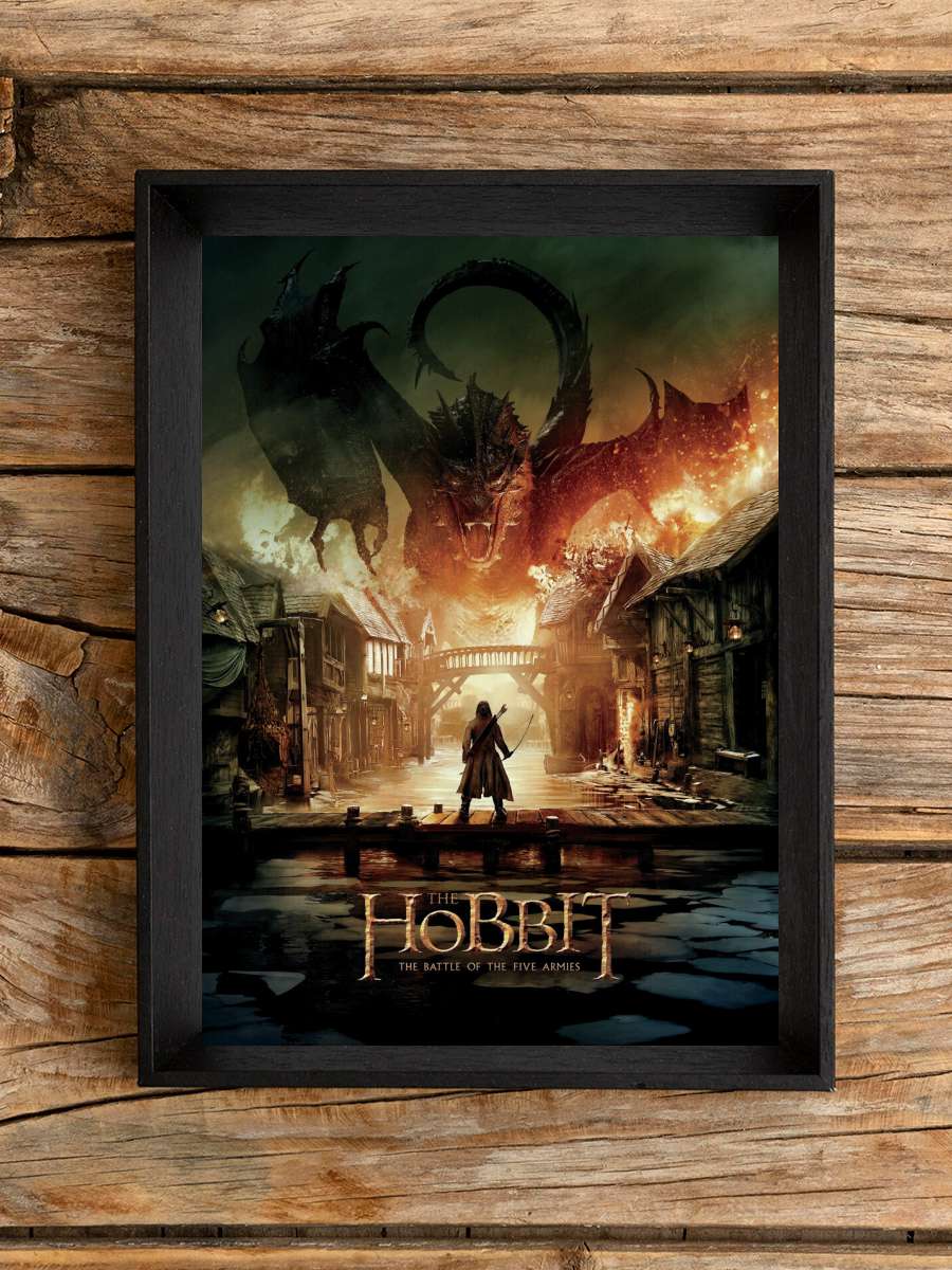 Hobit - Smaug Film Poster Tablo Siyah Çerçeveli Yüksek Kalite Film Duvar Tablo