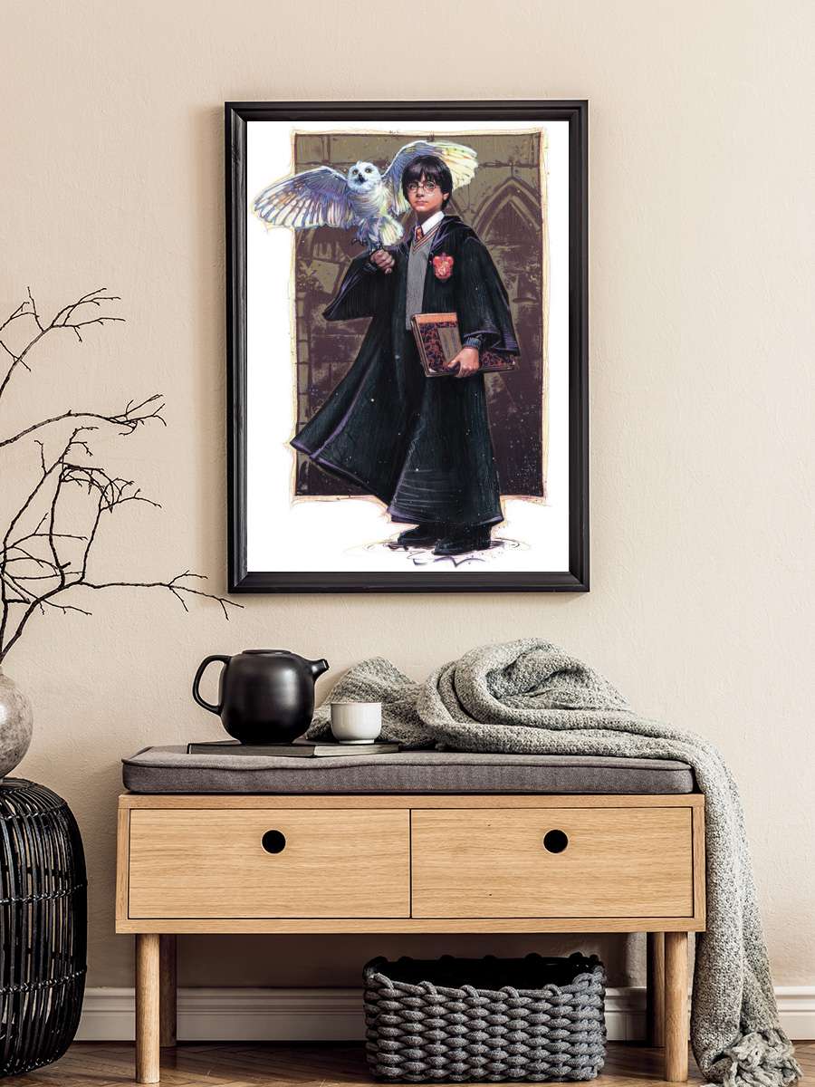 Harry Potter with Hedvig - Art Film Poster Tablo Siyah Çerçeveli Yüksek Kalite Film Duvar Tablo