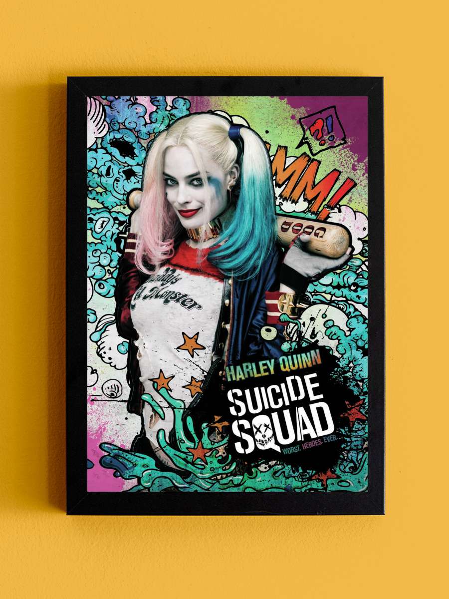 Suicide Squad - Harley Film Poster Tablo Siyah Çerçeveli Yüksek Kalite Film Duvar Tablo