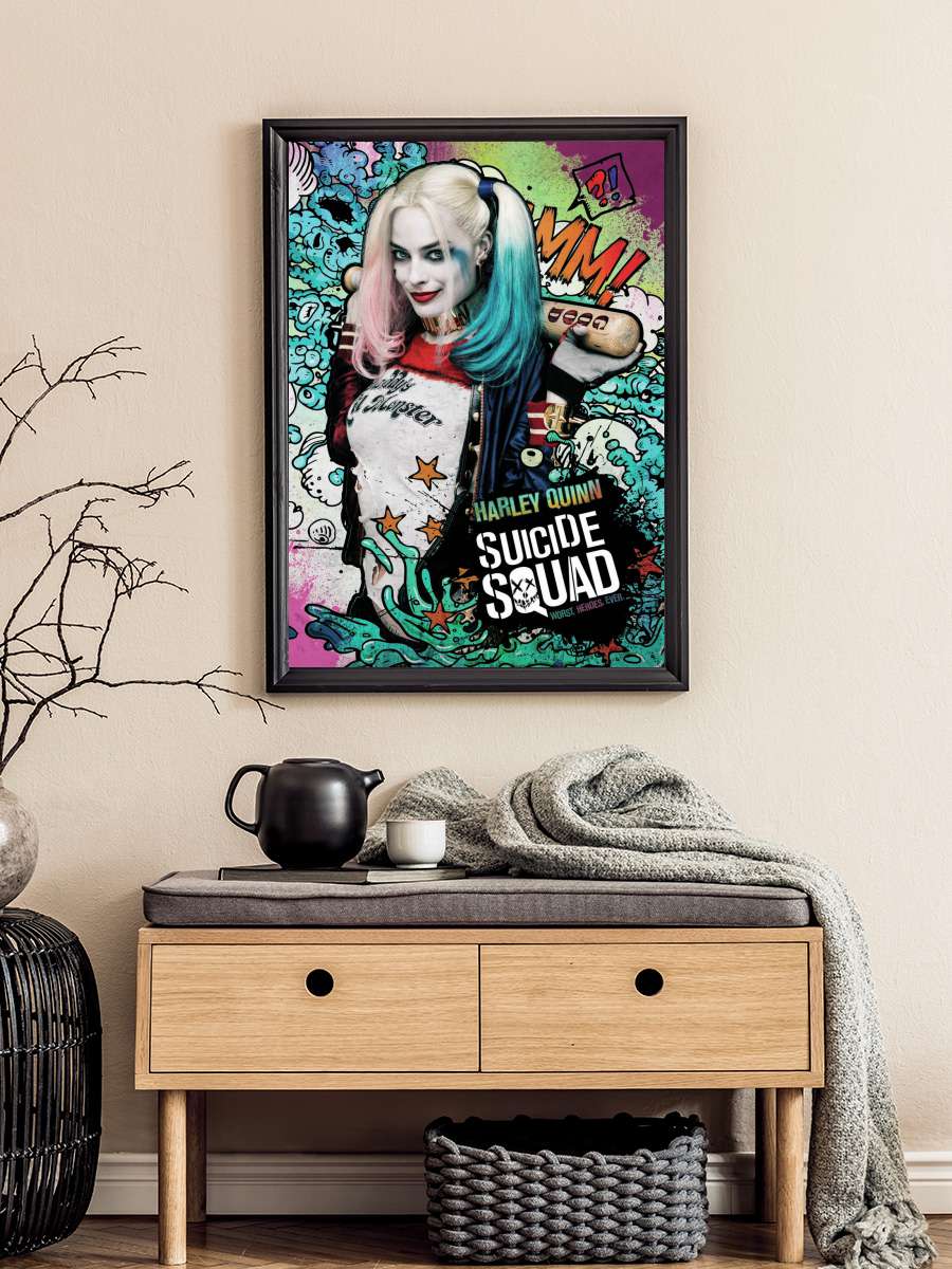 Suicide Squad - Harley Film Poster Tablo Siyah Çerçeveli Yüksek Kalite Film Duvar Tablo