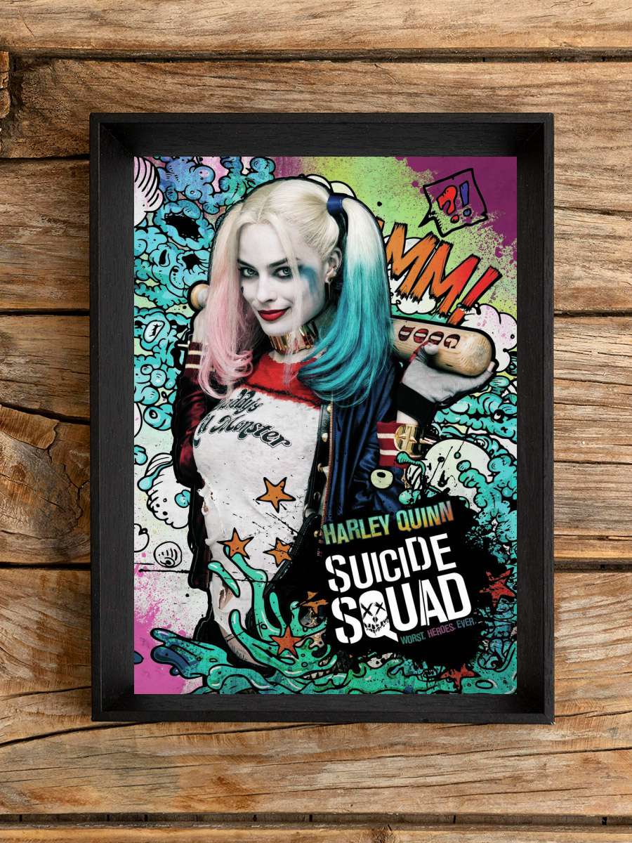 Suicide Squad - Harley Film Poster Tablo Siyah Çerçeveli Yüksek Kalite Film Duvar Tablo