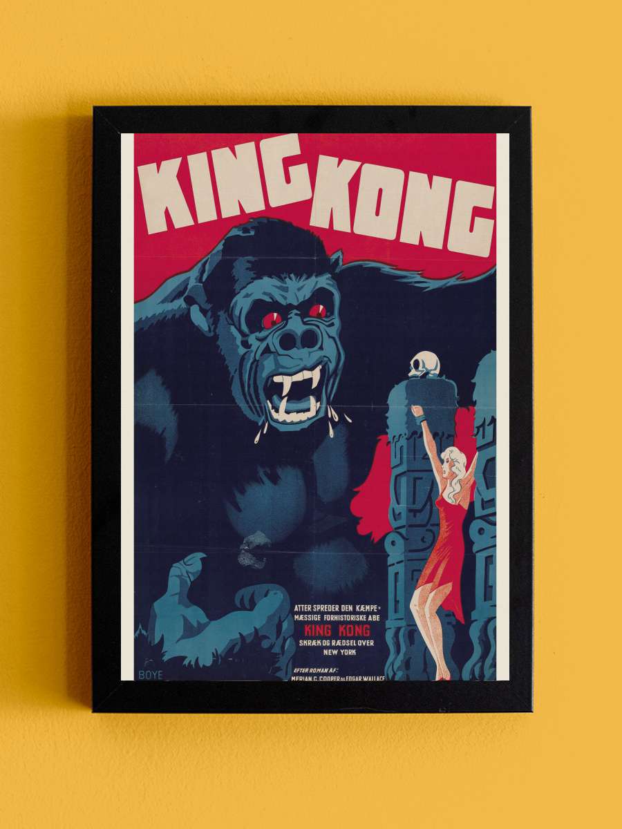 King Kong (Vintage Cinema /… / Retro Movie Theatre Poster… Film Poster Tablo Siyah Çerçeveli Yüksek Kalite Film Duvar Tablo