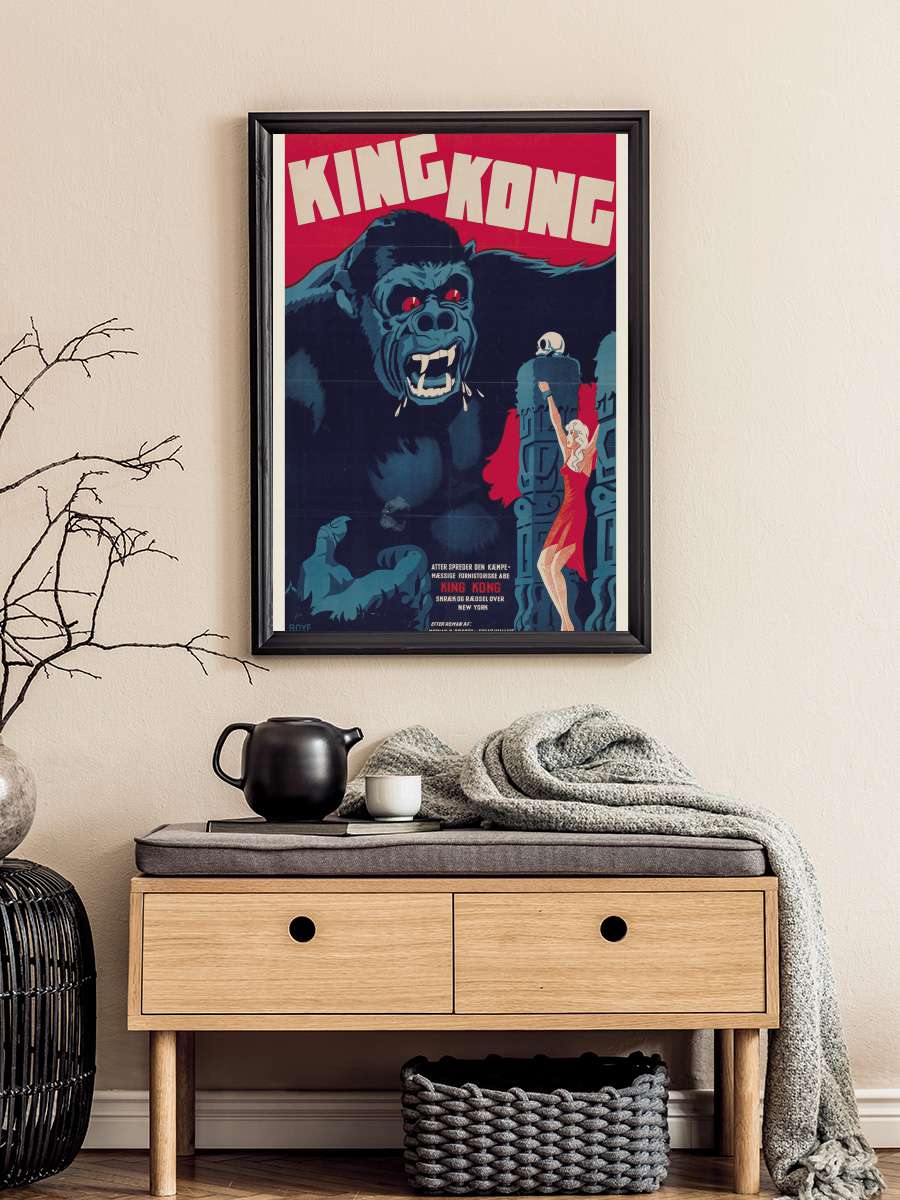 King Kong (Vintage Cinema /… / Retro Movie Theatre Poster… Film Poster Tablo Siyah Çerçeveli Yüksek Kalite Film Duvar Tablo