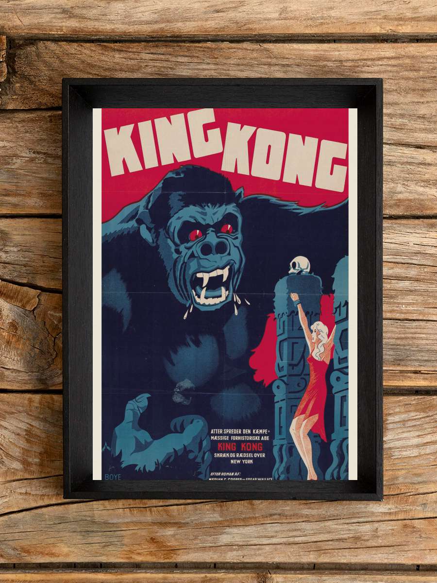 King Kong (Vintage Cinema /… / Retro Movie Theatre Poster… Film Poster Tablo Siyah Çerçeveli Yüksek Kalite Film Duvar Tablo