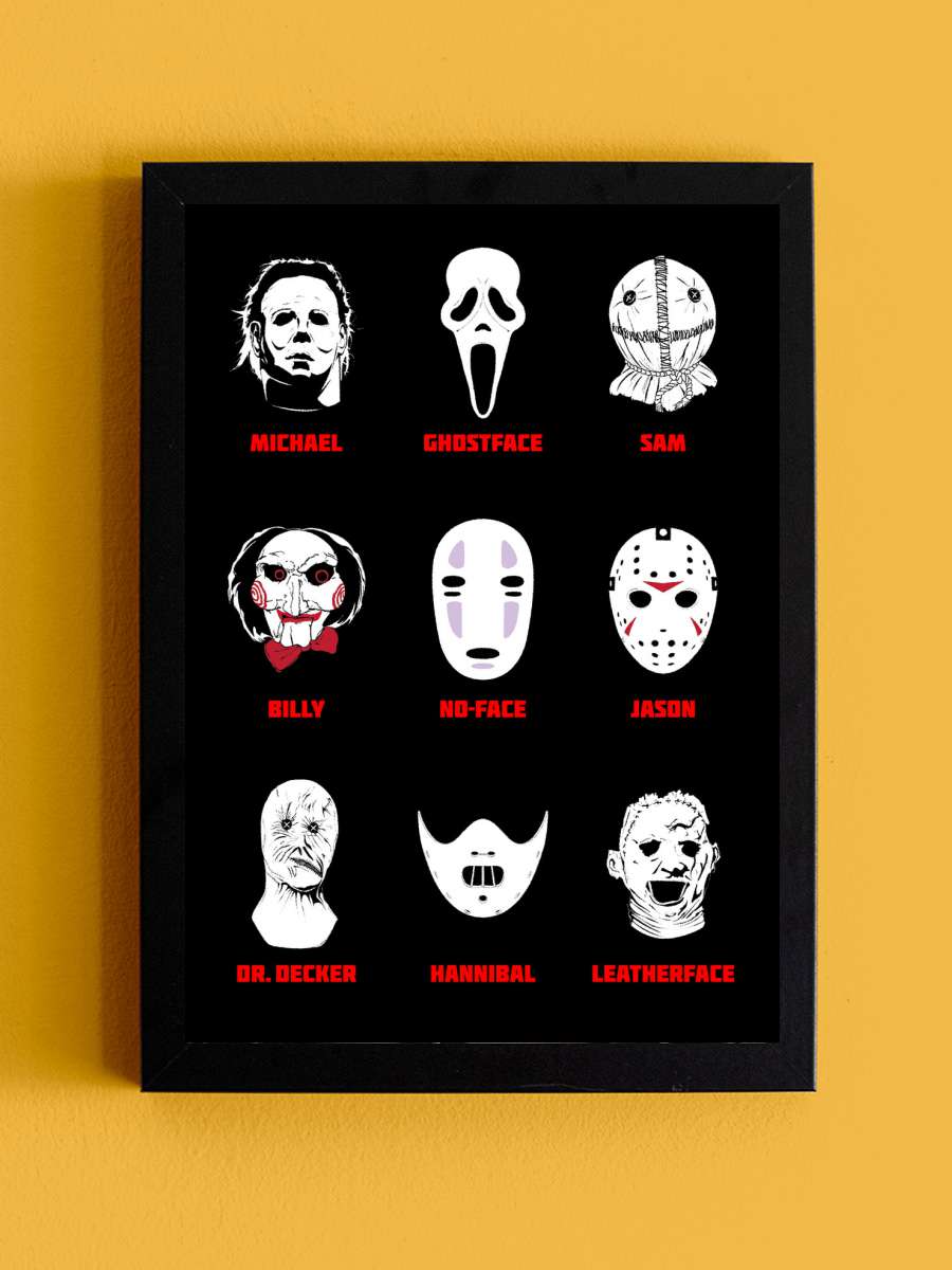 Mask Collection Film Poster Tablo Siyah Çerçeveli Yüksek Kalite Film Duvar Tablo