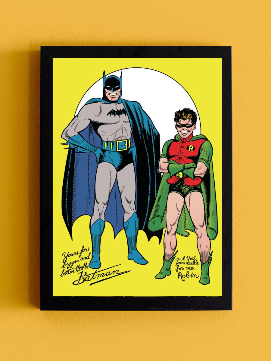 Batman and Robin - Comics Film Poster Tablo Siyah Çerçeveli Yüksek Kalite Film Duvar Tablo