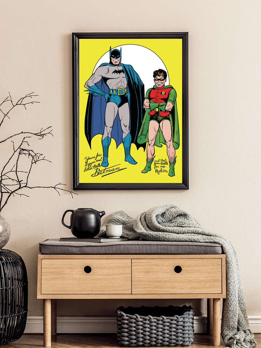 Batman and Robin - Comics Film Poster Tablo Siyah Çerçeveli Yüksek Kalite Film Duvar Tablo