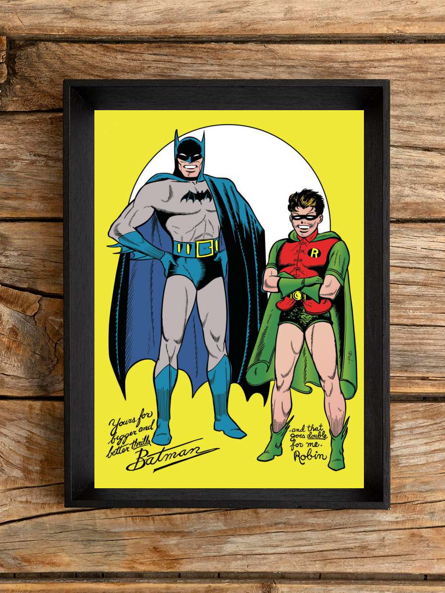 Batman and Robin - Comics Film Poster Tablo Siyah Çerçeveli Yüksek Kalite Film Duvar Tablo