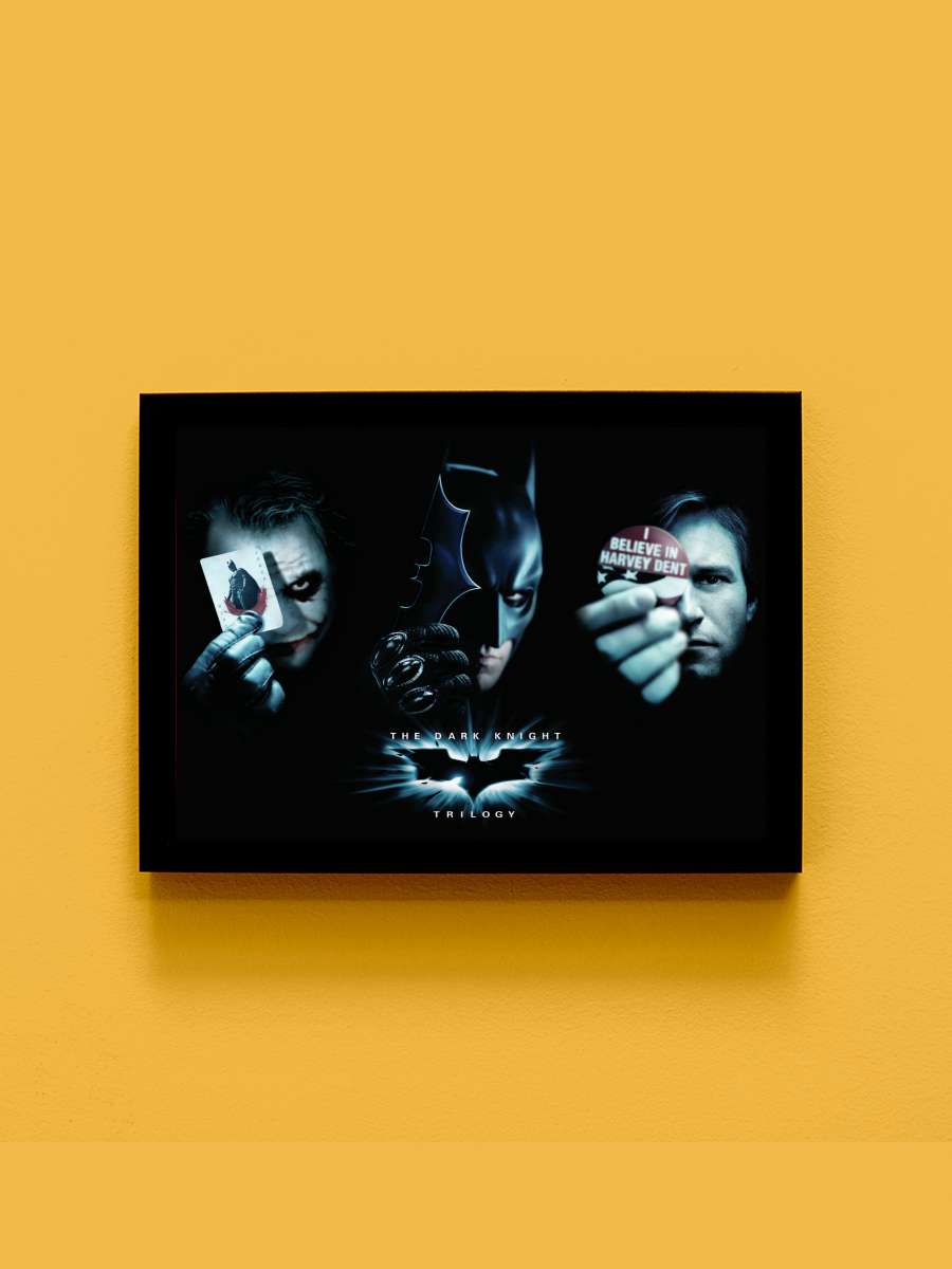 The Dark Knight Trilogy - Trio Film Poster Tablo Siyah Çerçeveli Yüksek Kalite Film Duvar Tablo