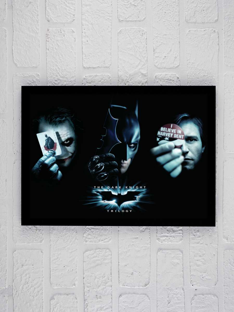 The Dark Knight Trilogy - Trio Film Poster Tablo Siyah Çerçeveli Yüksek Kalite Film Duvar Tablo