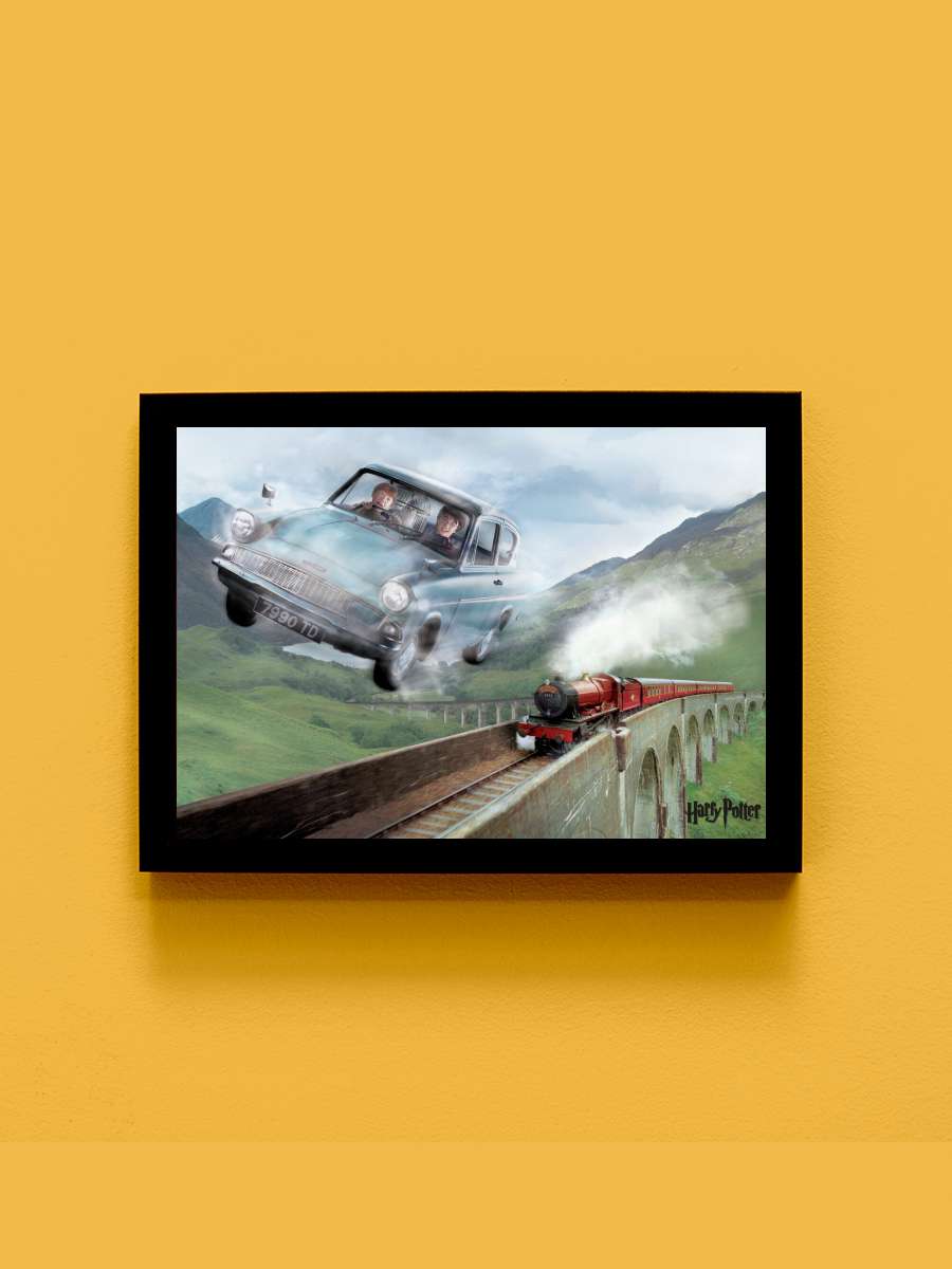 Harry Potter - Flying Ford Anglia Film Poster Tablo Siyah Çerçeveli Yüksek Kalite Film Duvar Tablo