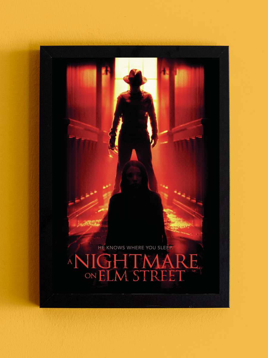 Nightmare on Elm Steet - Cover Film Poster Tablo Siyah Çerçeveli Yüksek Kalite Film Duvar Tablo