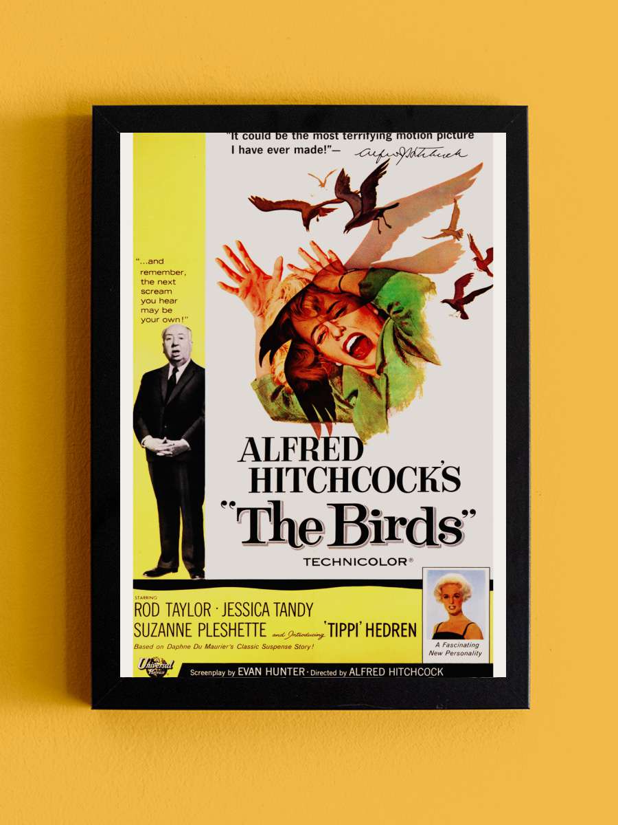 The Birds / Alfred Hitchcock /… Tippi Hedren (Retro… Film Poster Tablo Siyah Çerçeveli Yüksek Kalite Film Duvar Tablo