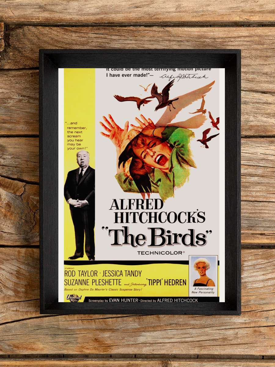 The Birds / Alfred Hitchcock /… Tippi Hedren (Retro… Film Poster Tablo Siyah Çerçeveli Yüksek Kalite Film Duvar Tablo