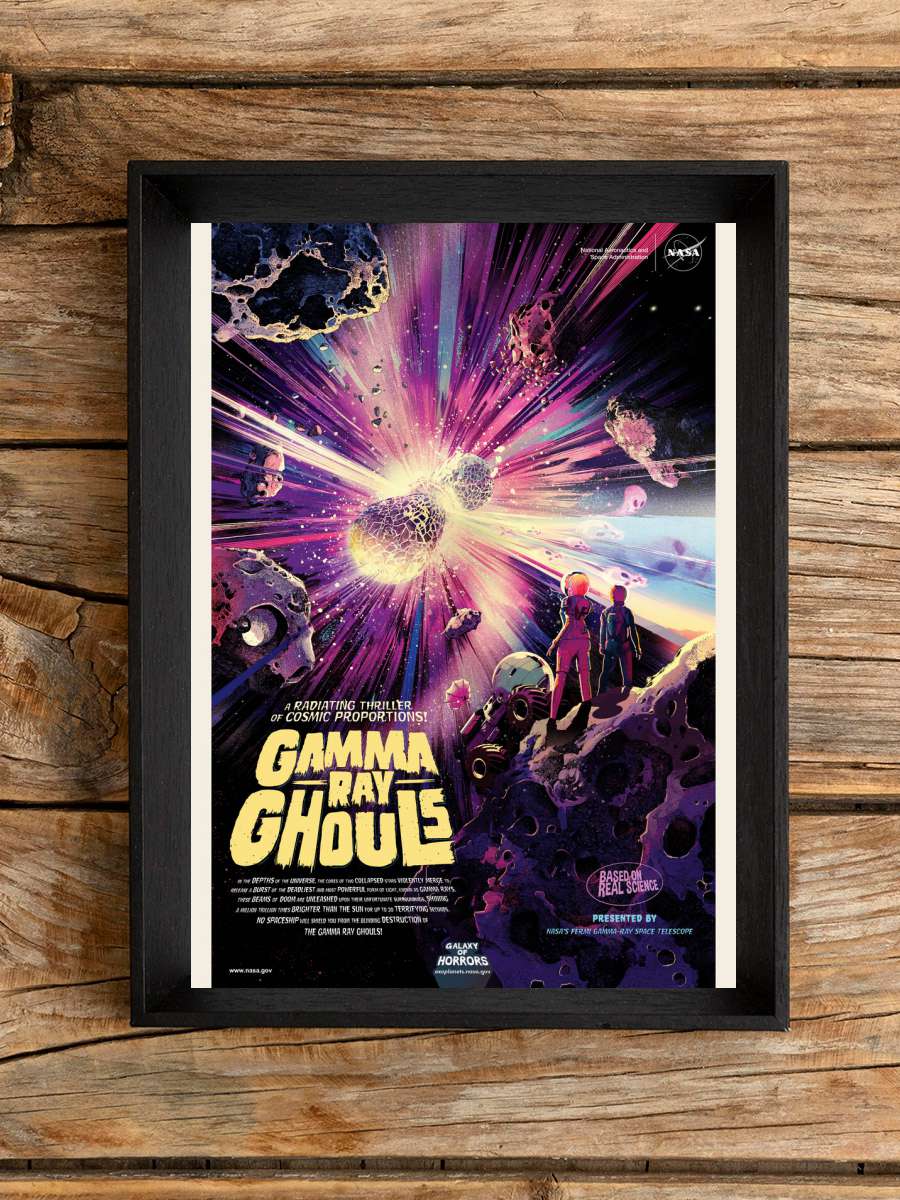 Gamma Ray Ghouls (Retro Movie) … - Space Series (NASA) Film Poster Tablo Siyah Çerçeveli Yüksek Kalite Film Duvar Tablo