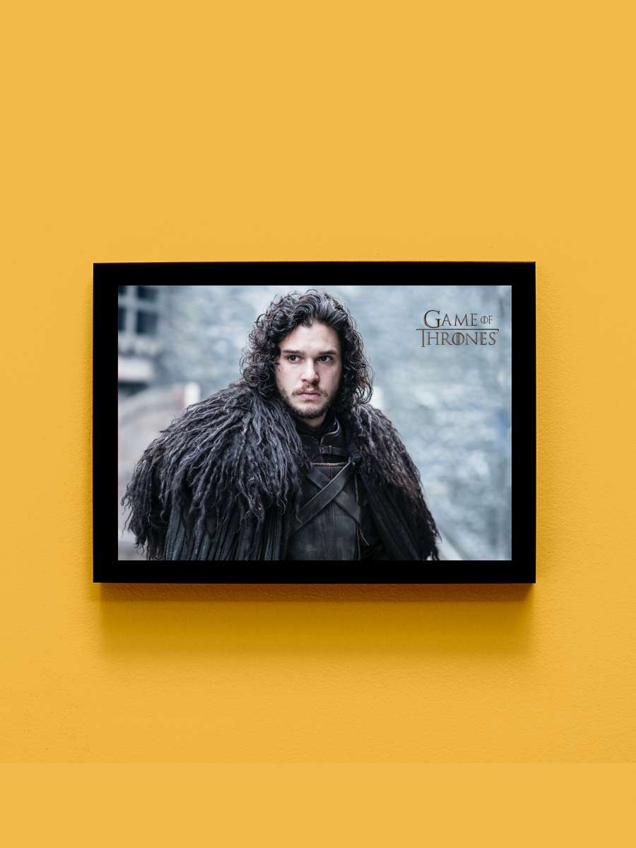 Game of Thrones - John Snow Film Poster Tablo Siyah Çerçeveli Yüksek Kalite Film Duvar Tablo