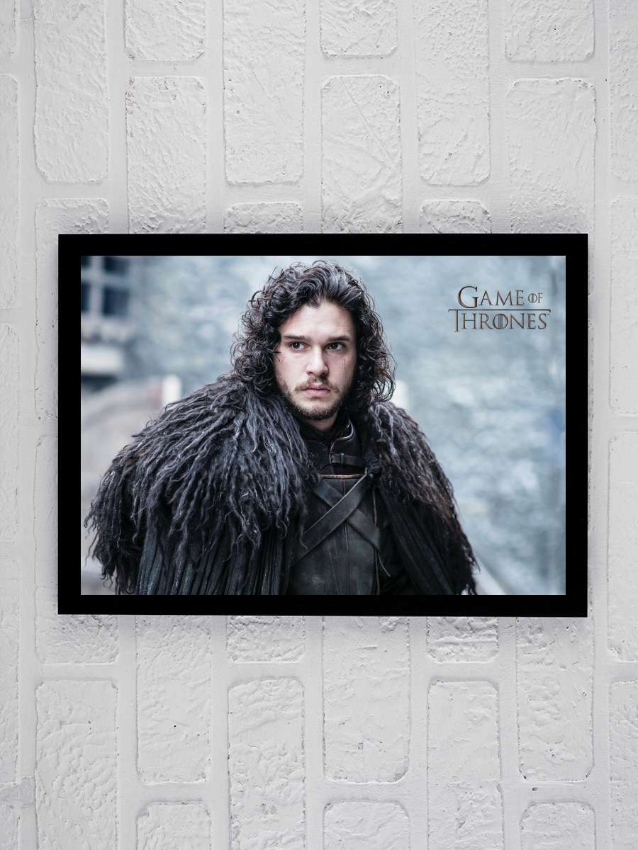 Game of Thrones - John Snow Film Poster Tablo Siyah Çerçeveli Yüksek Kalite Film Duvar Tablo