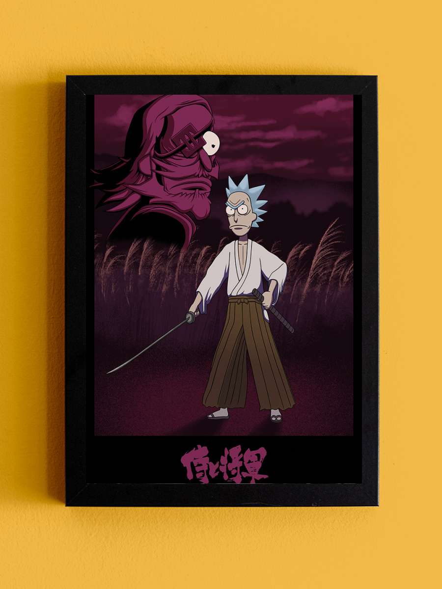 Rick and Morty - Samurai Film Poster Tablo Siyah Çerçeveli Yüksek Kalite Film Duvar Tablo