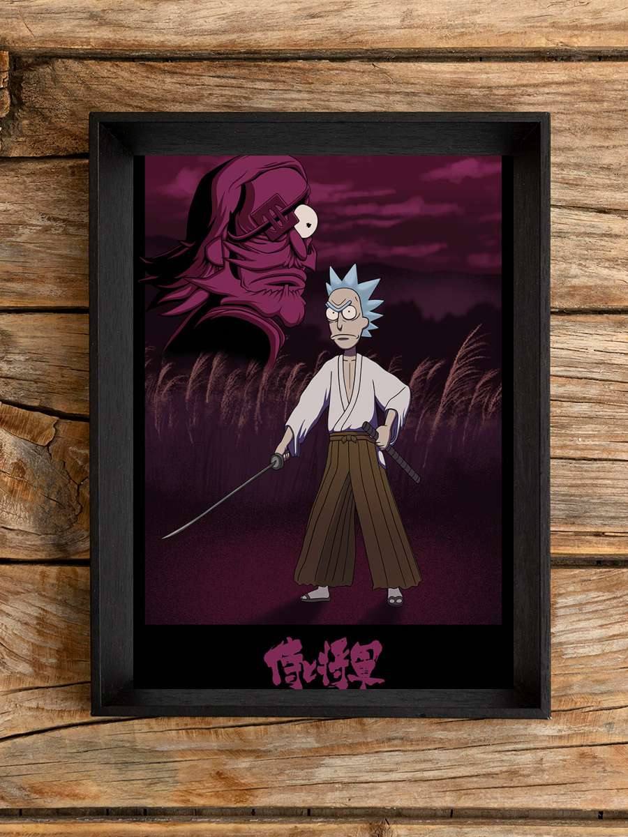 Rick and Morty - Samurai Film Poster Tablo Siyah Çerçeveli Yüksek Kalite Film Duvar Tablo