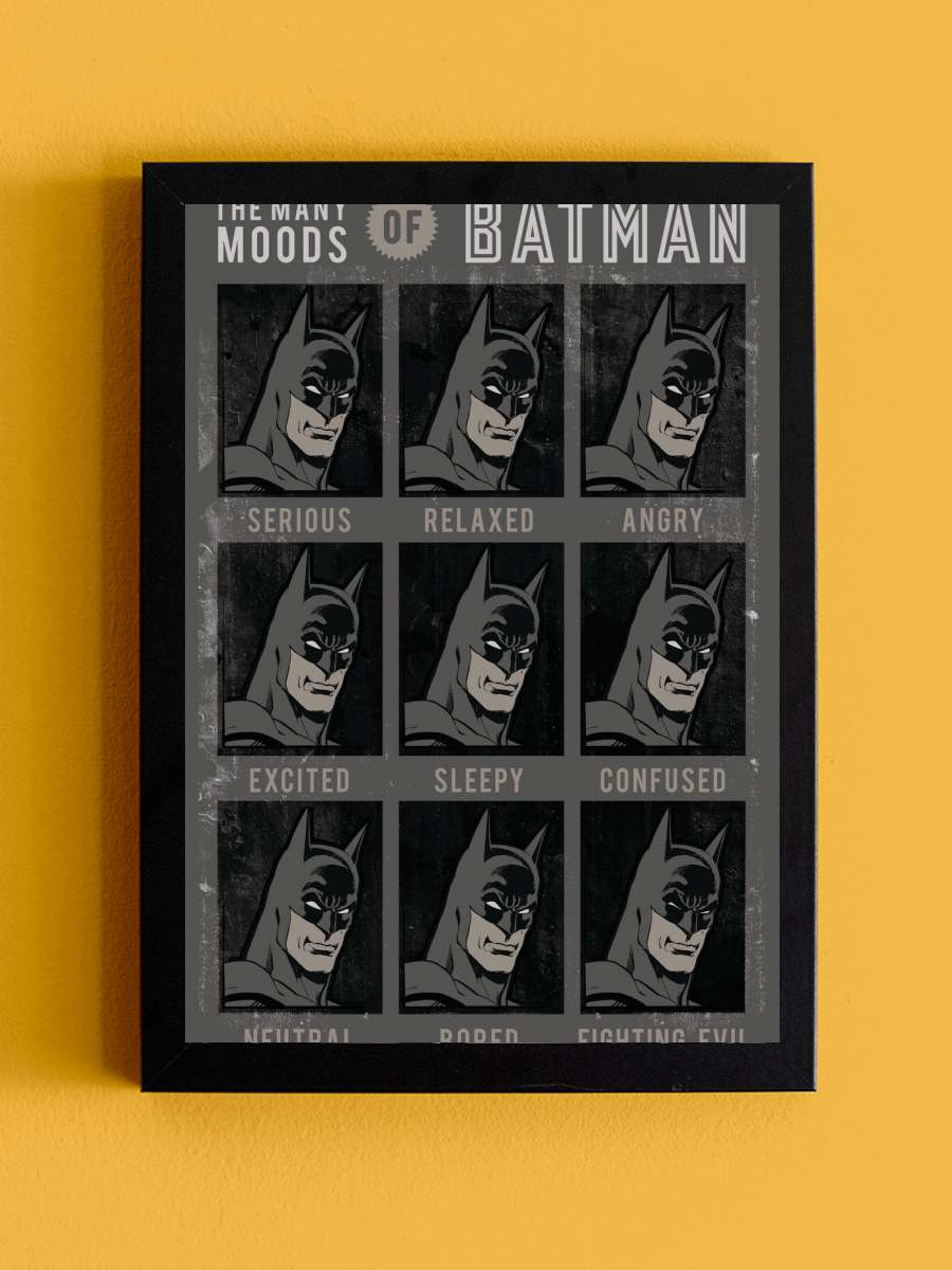 The Many Moods of Batman Film Poster Tablo Siyah Çerçeveli Yüksek Kalite Film Duvar Tablo