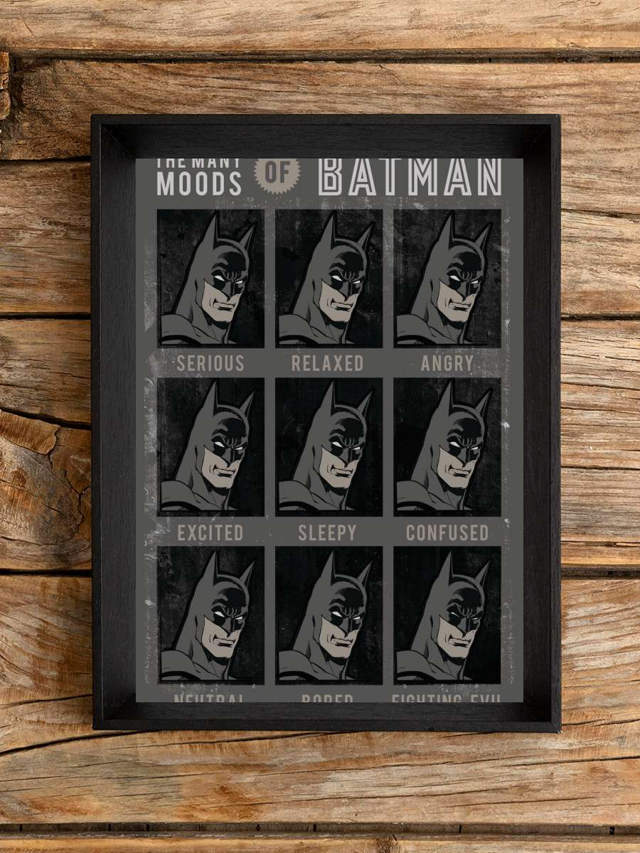 The Many Moods of Batman Film Poster Tablo Siyah Çerçeveli Yüksek Kalite Film Duvar Tablo