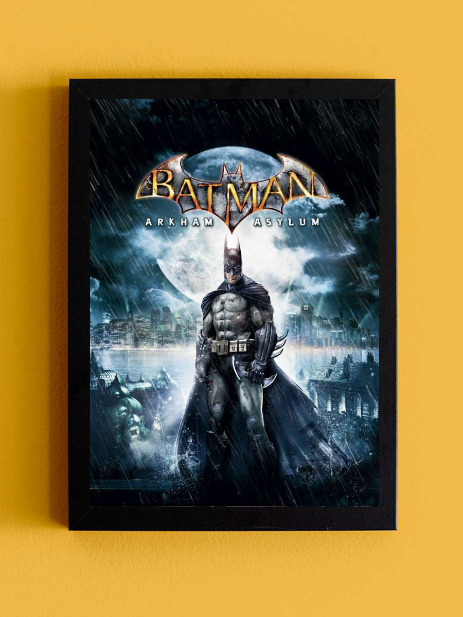 Batman Arkham Asylum Film Poster Tablo Siyah Çerçeveli Yüksek Kalite Film Duvar Tablo