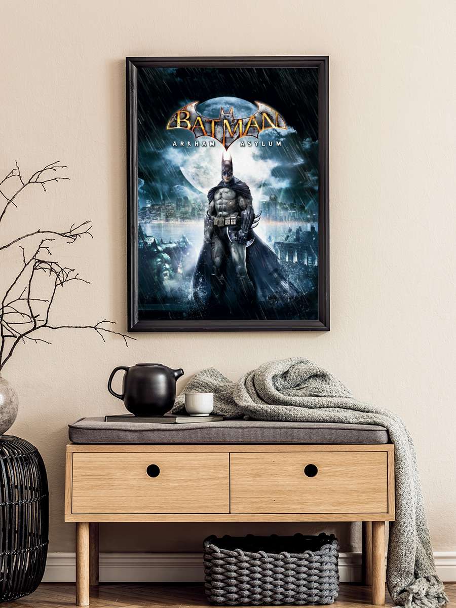 Batman Arkham Asylum Film Poster Tablo Siyah Çerçeveli Yüksek Kalite Film Duvar Tablo