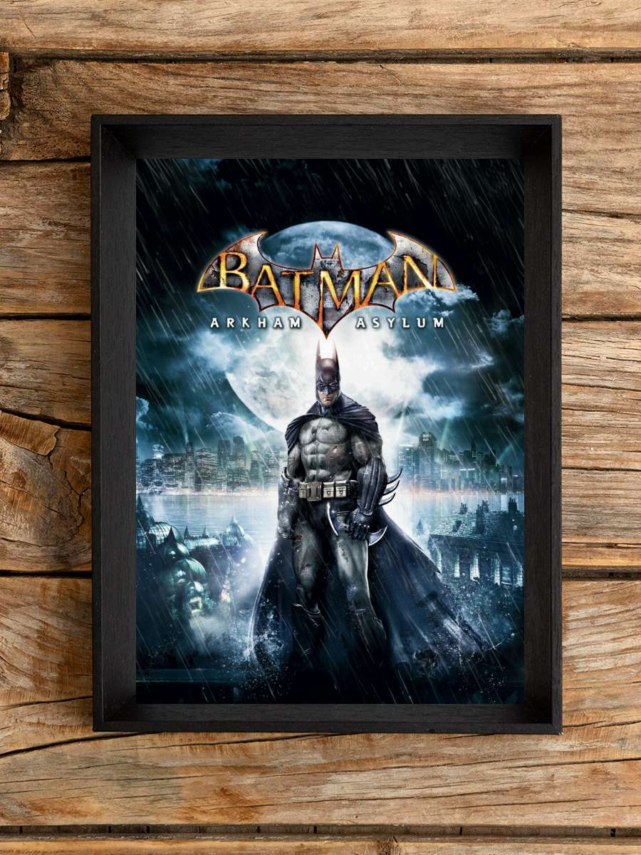 Batman Arkham Asylum Film Poster Tablo Siyah Çerçeveli Yüksek Kalite Film Duvar Tablo