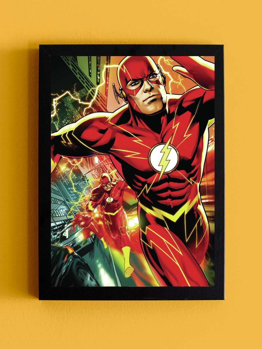 The Flash - Multiple Run Film Poster Tablo Siyah Çerçeveli Yüksek Kalite Film Duvar Tablo