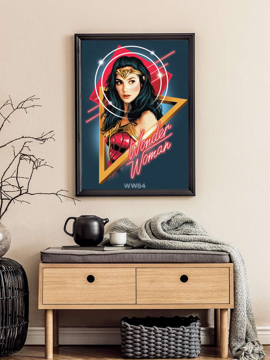 Wonder Woman - Welcome to the… the 80s Film Poster Tablo Siyah Çerçeveli Yüksek Kalite Film Duvar Tablo