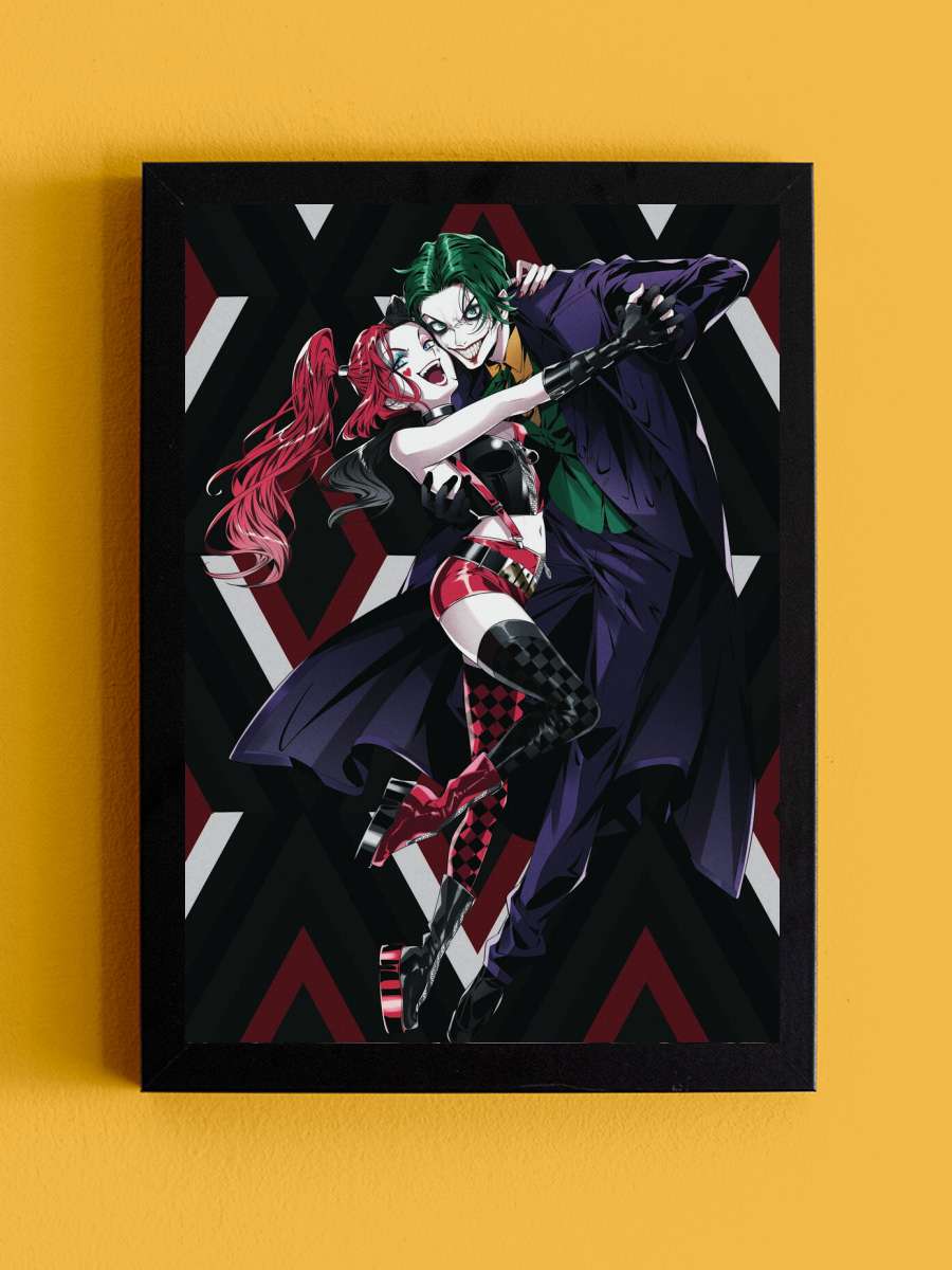 Joker and Harley - Manga Film Poster Tablo Siyah Çerçeveli Yüksek Kalite Film Duvar Tablo