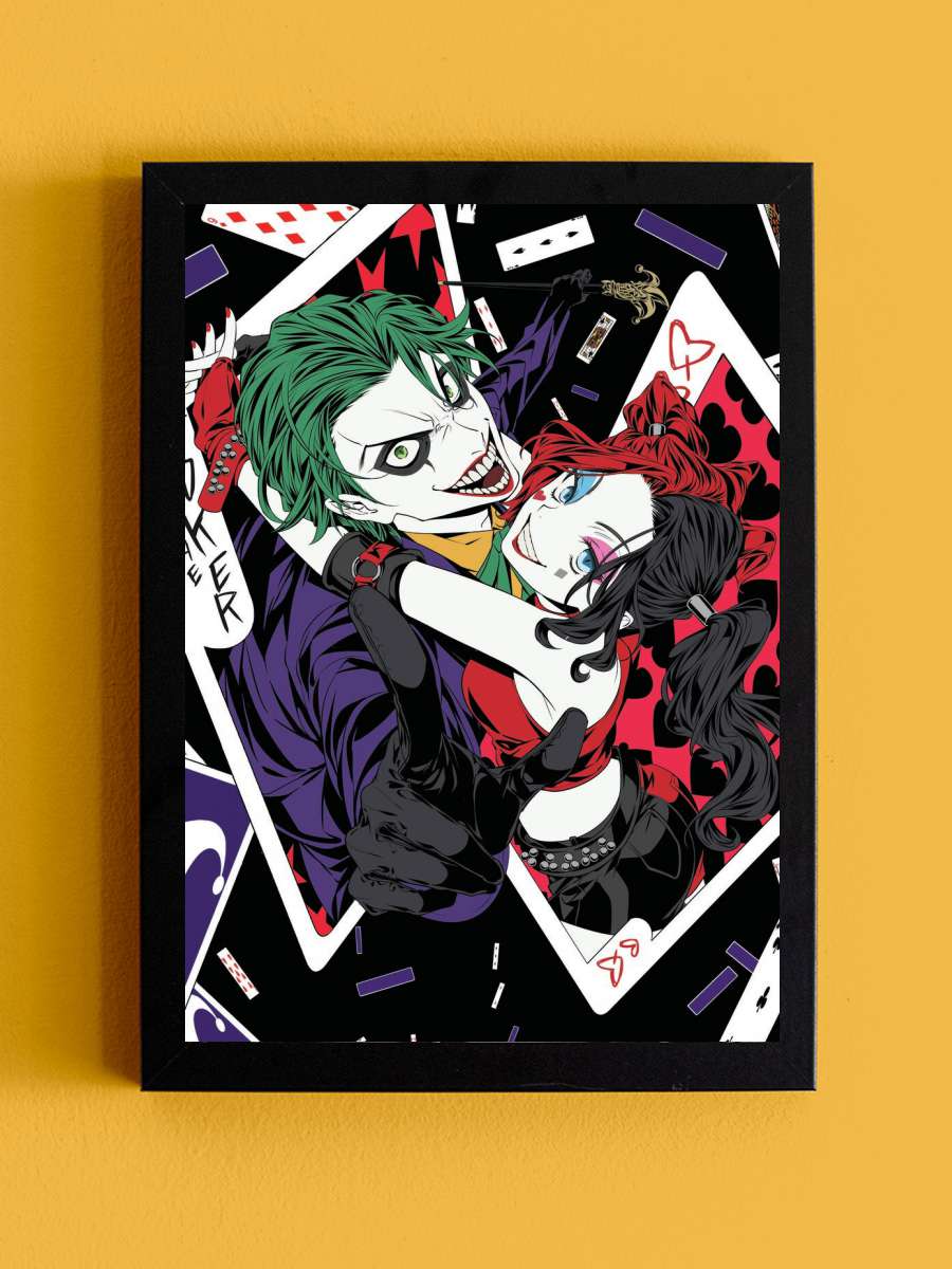 Joker and Harley - Manga  Film Poster Tablo Siyah Çerçeveli Yüksek Kalite Film Duvar Tablo