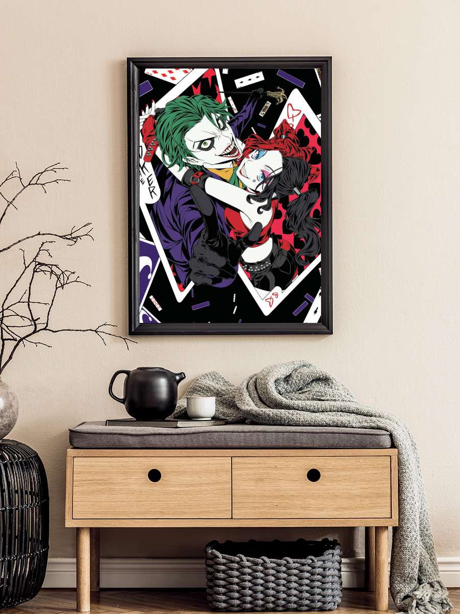 Joker and Harley - Manga  Film Poster Tablo Siyah Çerçeveli Yüksek Kalite Film Duvar Tablo