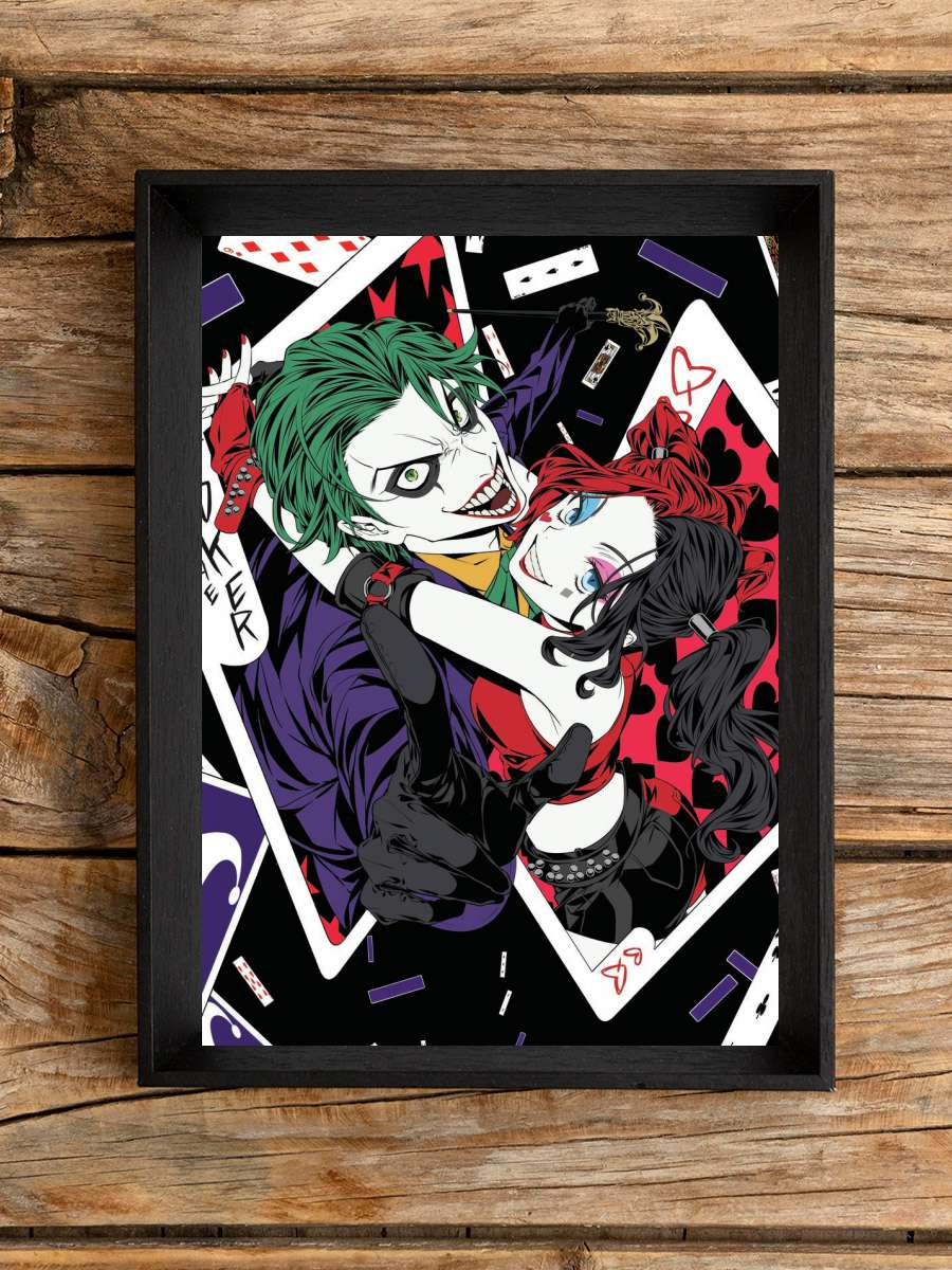 Joker and Harley - Manga  Film Poster Tablo Siyah Çerçeveli Yüksek Kalite Film Duvar Tablo