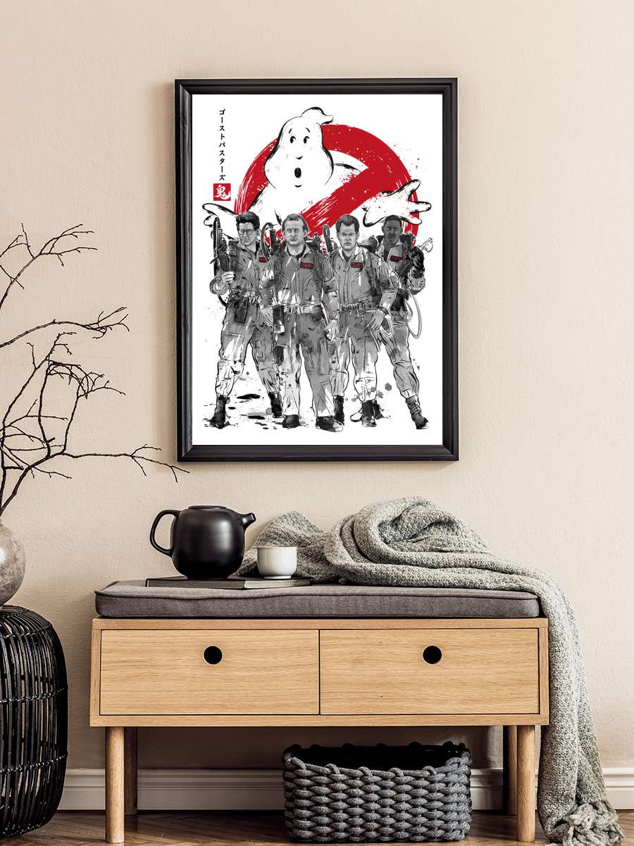 Ghostbusters sumi e Film Poster Tablo Siyah Çerçeveli Yüksek Kalite Film Duvar Tablo