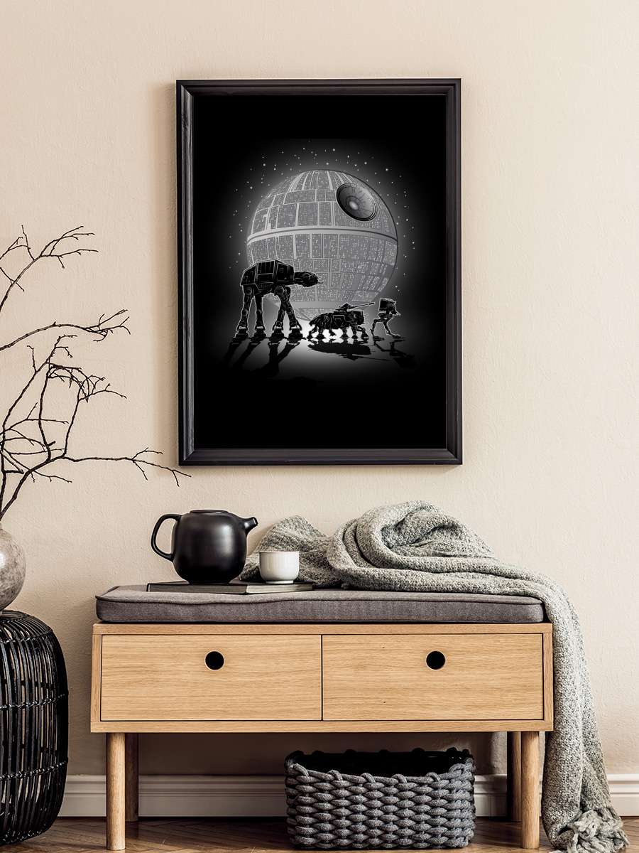 Death star Film Poster Tablo Siyah Çerçeveli Yüksek Kalite Film Duvar Tablo