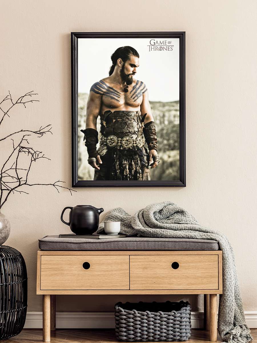 Game of Thrones - Khal Drogo Film Poster Tablo Siyah Çerçeveli Yüksek Kalite Film Duvar Tablo