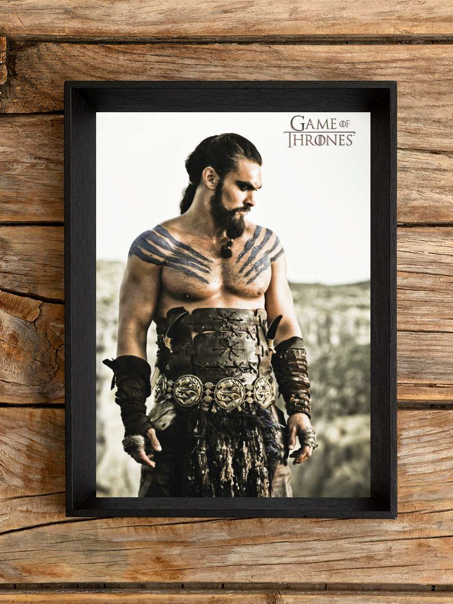 Game of Thrones - Khal Drogo Film Poster Tablo Siyah Çerçeveli Yüksek Kalite Film Duvar Tablo