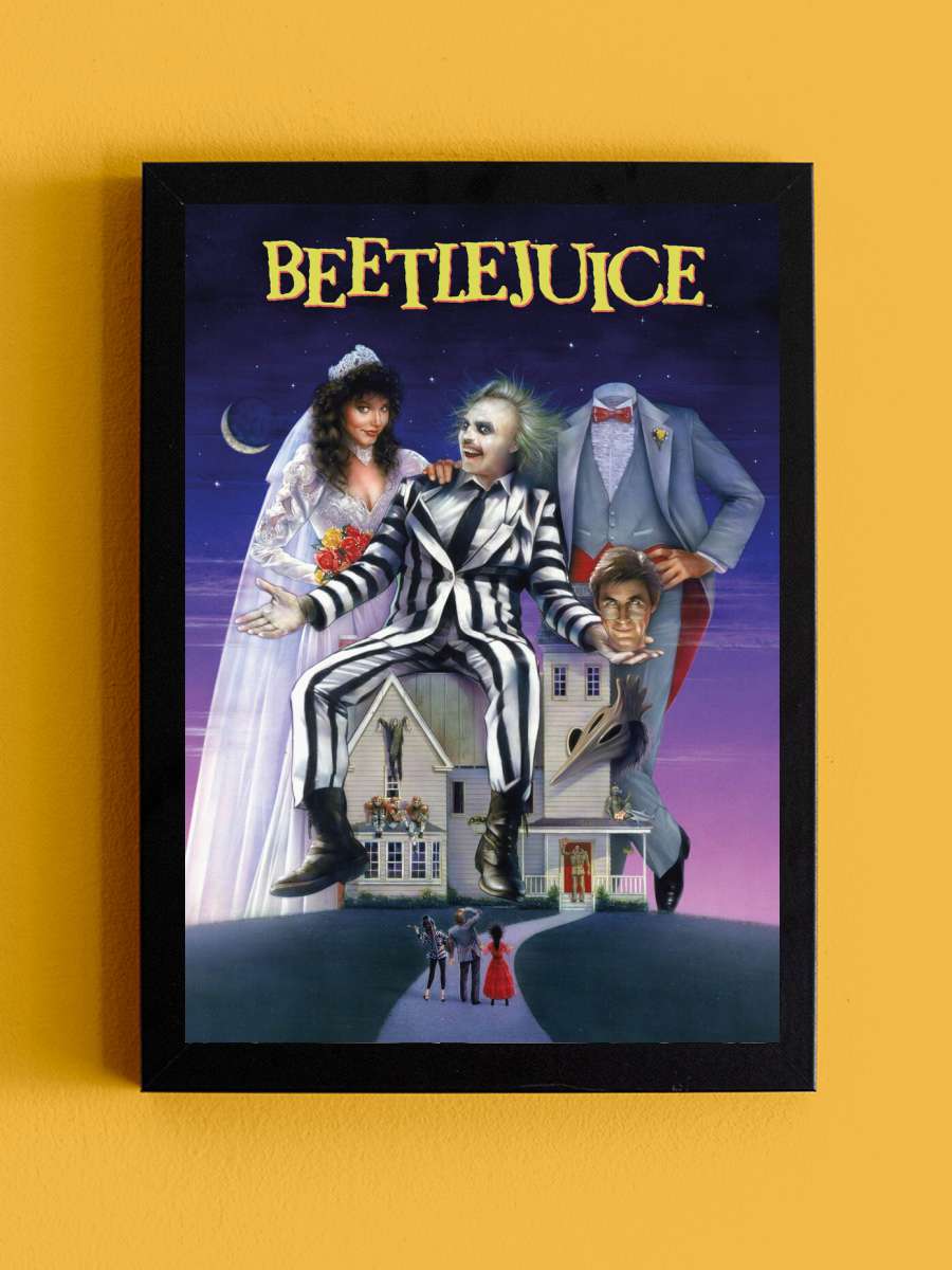 Beetlejuice Film Poster Tablo Siyah Çerçeveli Yüksek Kalite Film Duvar Tablo