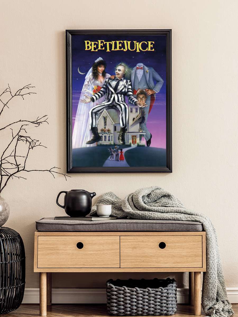 Beetlejuice Film Poster Tablo Siyah Çerçeveli Yüksek Kalite Film Duvar Tablo