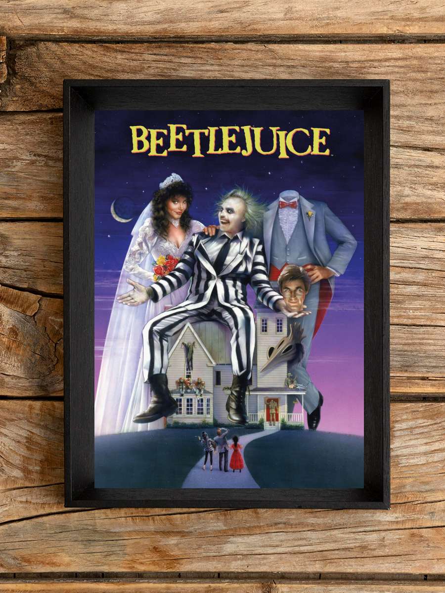 Beetlejuice Film Poster Tablo Siyah Çerçeveli Yüksek Kalite Film Duvar Tablo