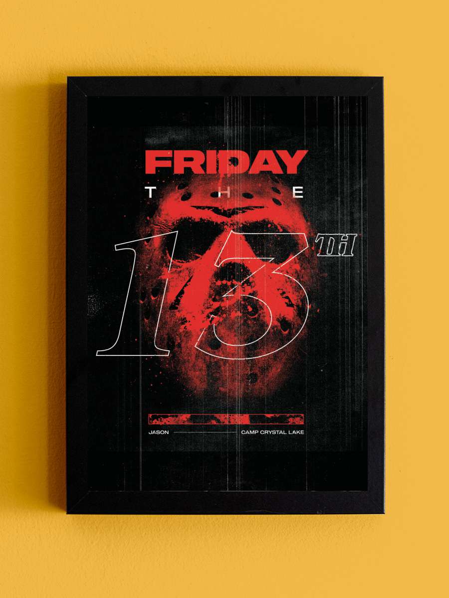 Friday 13th - Mask Film Poster Tablo Siyah Çerçeveli Yüksek Kalite Film Duvar Tablo