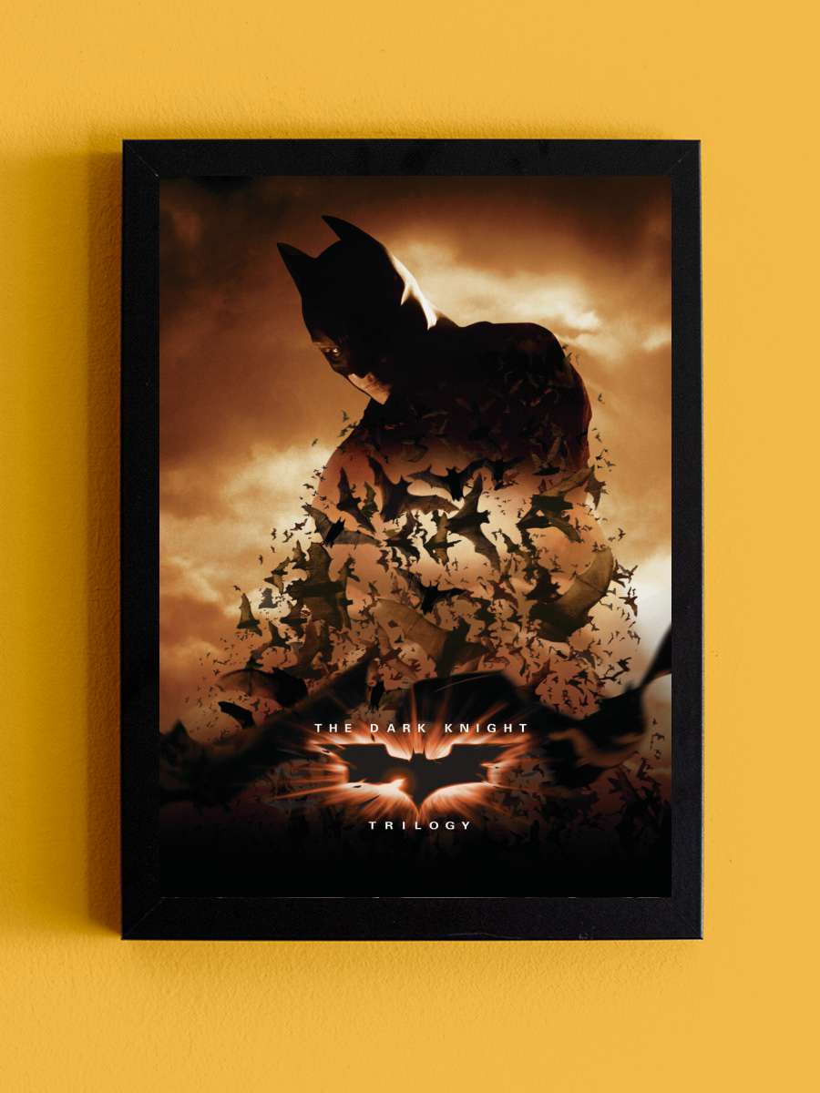 The Dark Knight Trilogy - Bats Film Poster Tablo Siyah Çerçeveli Yüksek Kalite Film Duvar Tablo