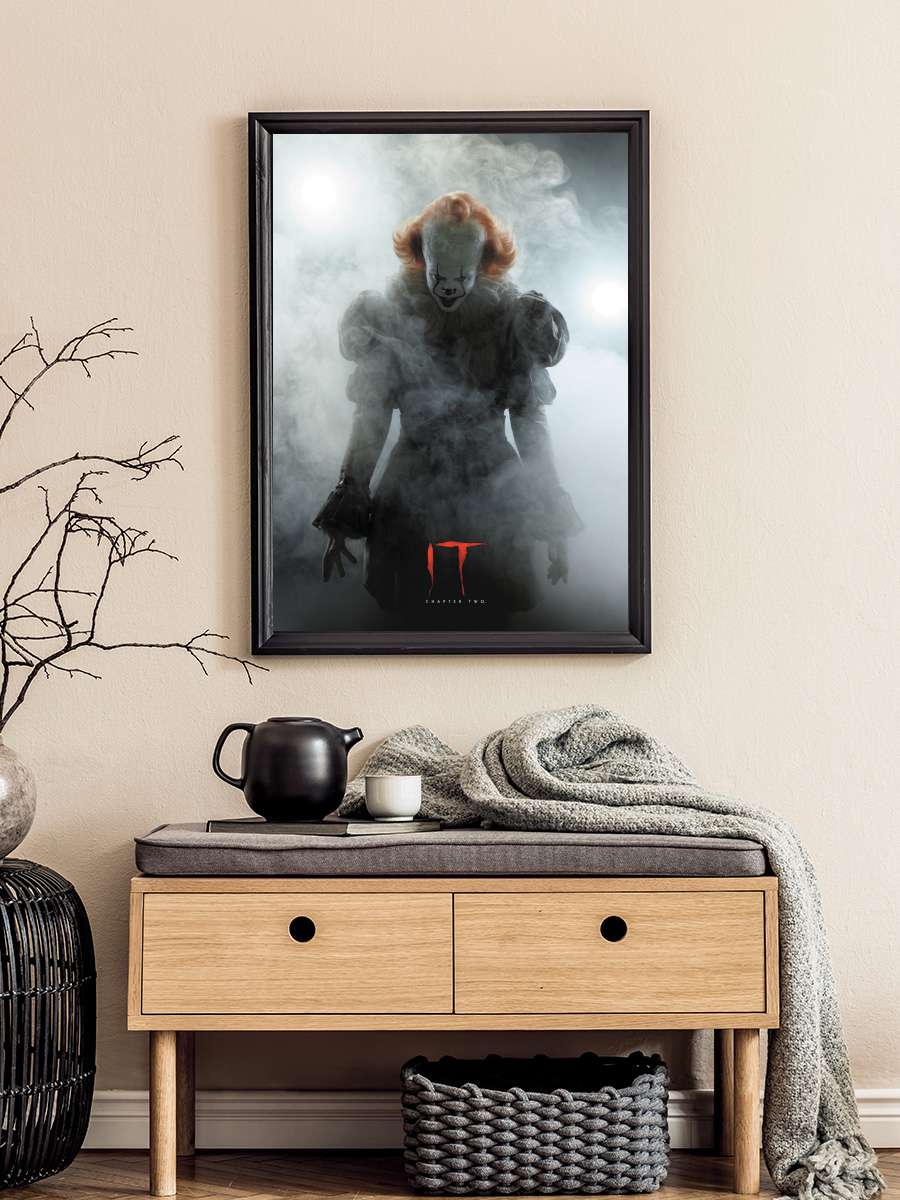 IT - Pennywise Film Poster Tablo Siyah Çerçeveli Yüksek Kalite Film Duvar Tablo