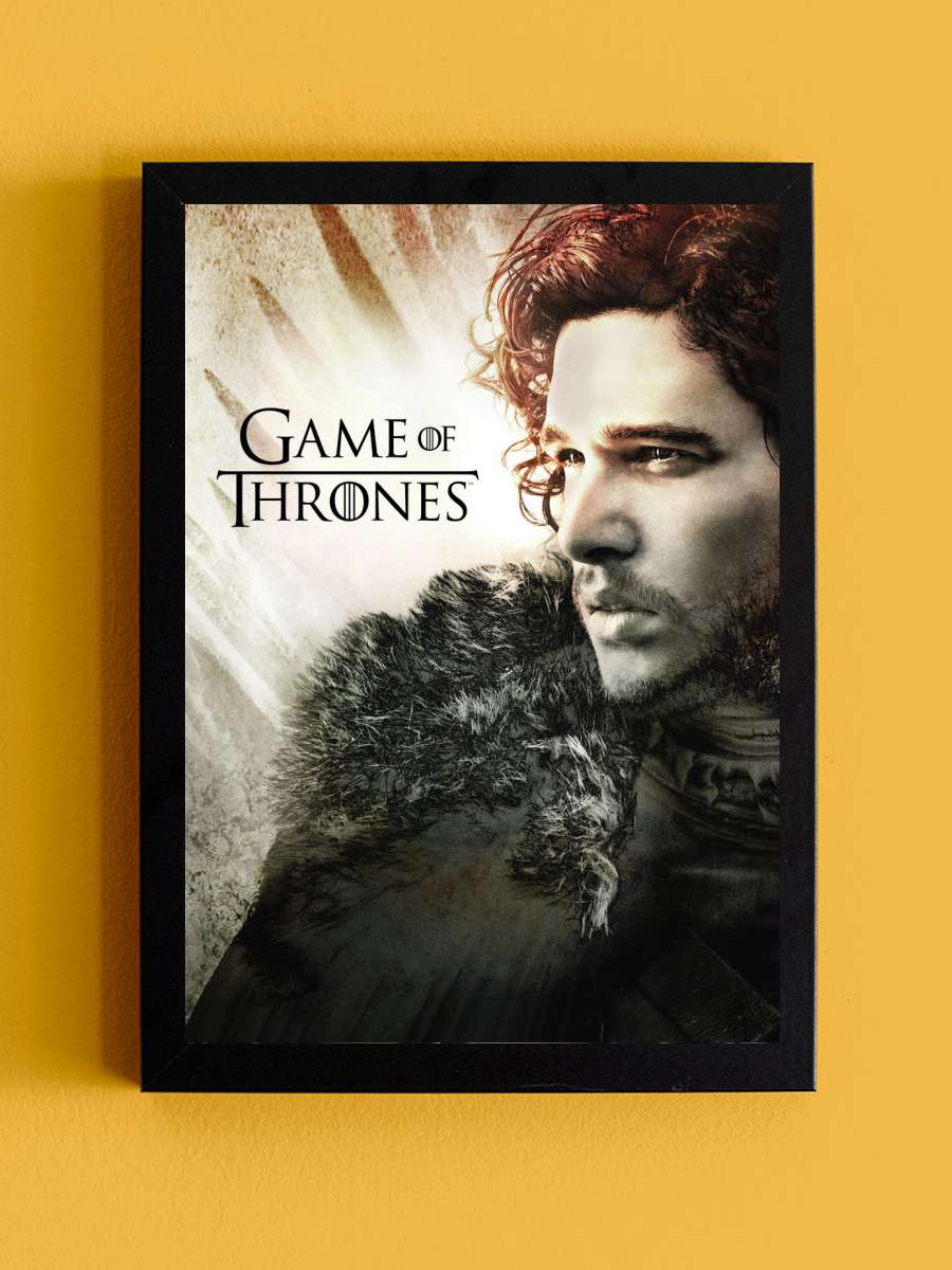 Game of Thrones - Jon Snow Film Poster Tablo Siyah Çerçeveli Yüksek Kalite Film Duvar Tablo