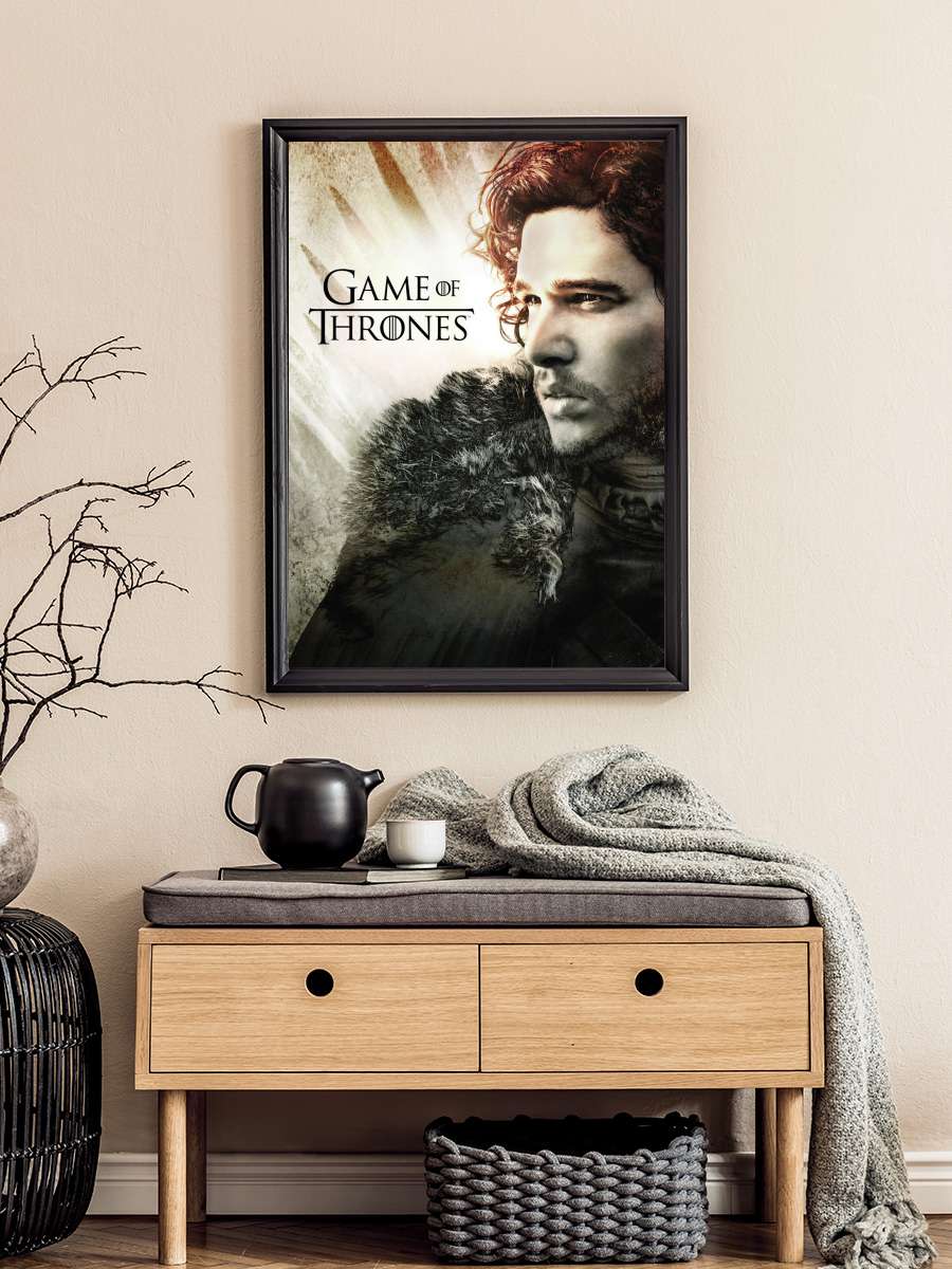 Game of Thrones - Jon Snow Film Poster Tablo Siyah Çerçeveli Yüksek Kalite Film Duvar Tablo