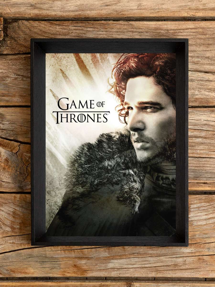 Game of Thrones - Jon Snow Film Poster Tablo Siyah Çerçeveli Yüksek Kalite Film Duvar Tablo