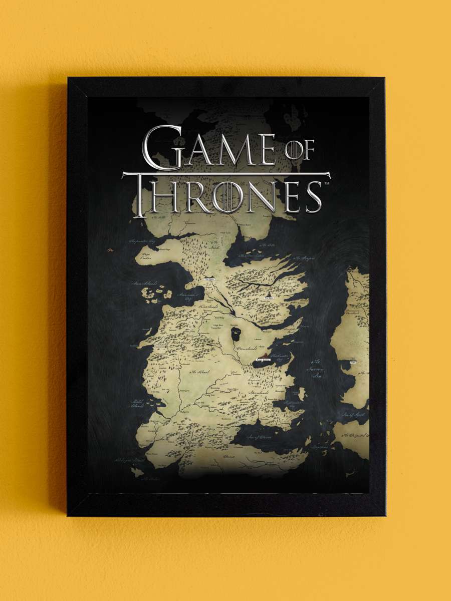 Game of Thrones - Westeros map Film Poster Tablo Siyah Çerçeveli Yüksek Kalite Film Duvar Tablo