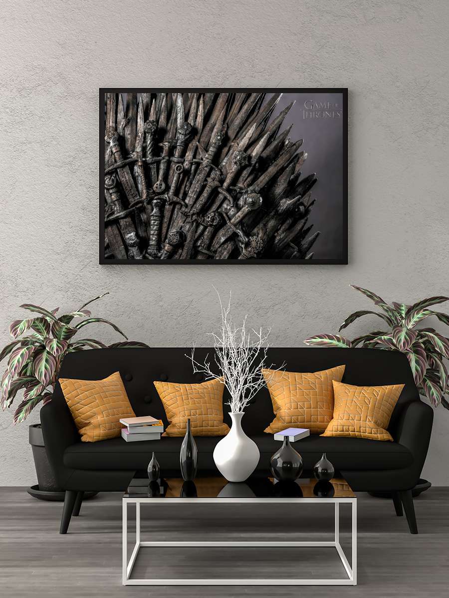 Game of Thrones - Iron throne Film Poster Tablo Siyah Çerçeveli Yüksek Kalite Film Duvar Tablo