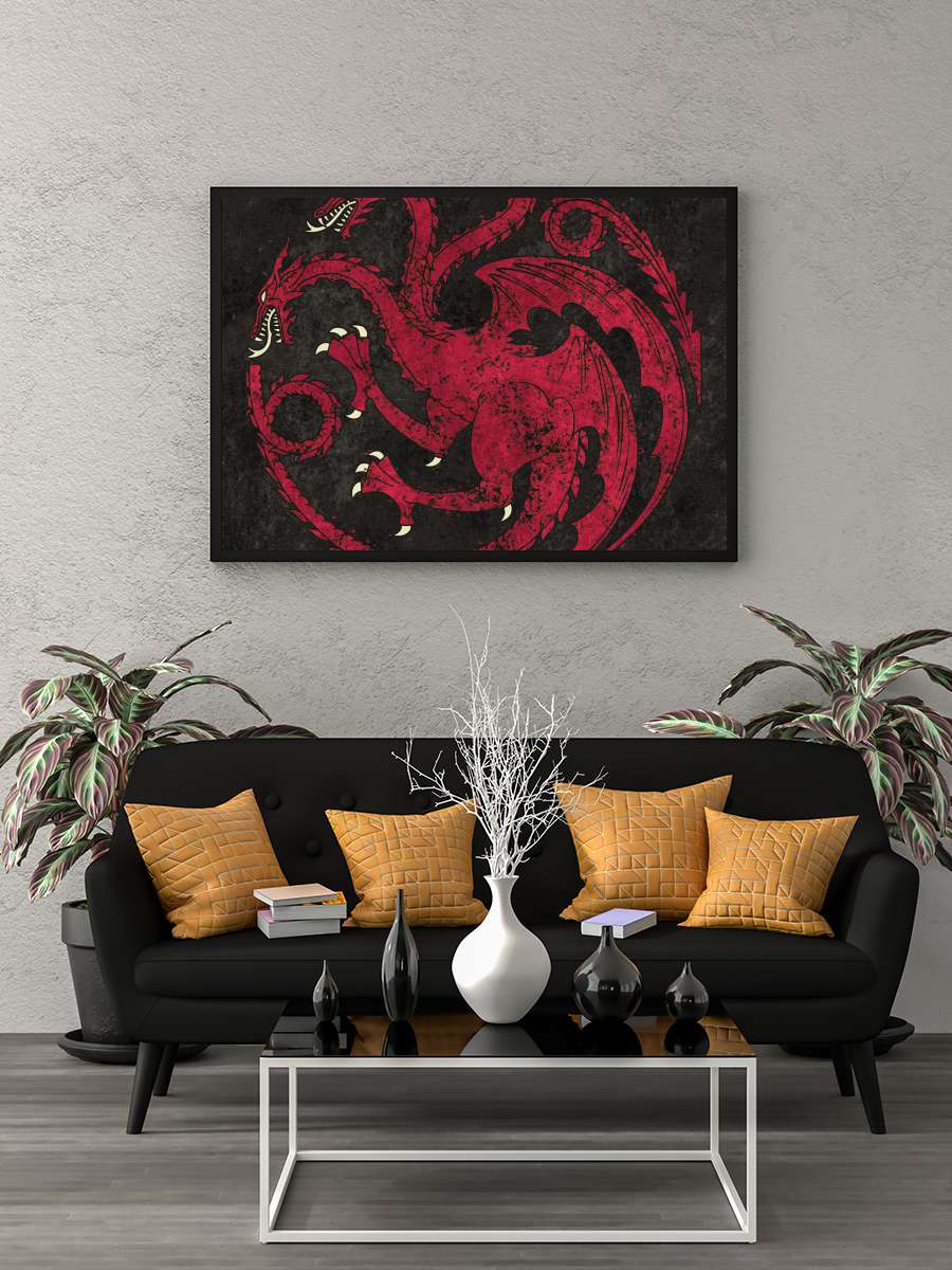 Game of Thrones - Targaryen… Targaryen sigil Film Poster Tablo Siyah Çerçeveli Yüksek Kalite Film Duvar Tablo